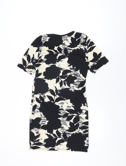 Topshop Womens Black Geometric Polyester Bodycon Size 12 Round Neck Pullover