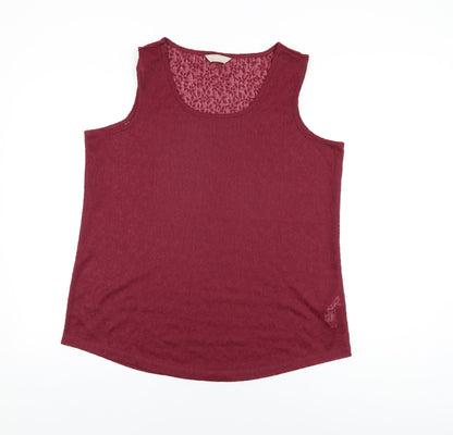 Anthology Womens Red Floral Polyester Basic T-Shirt Size 14 Round Neck