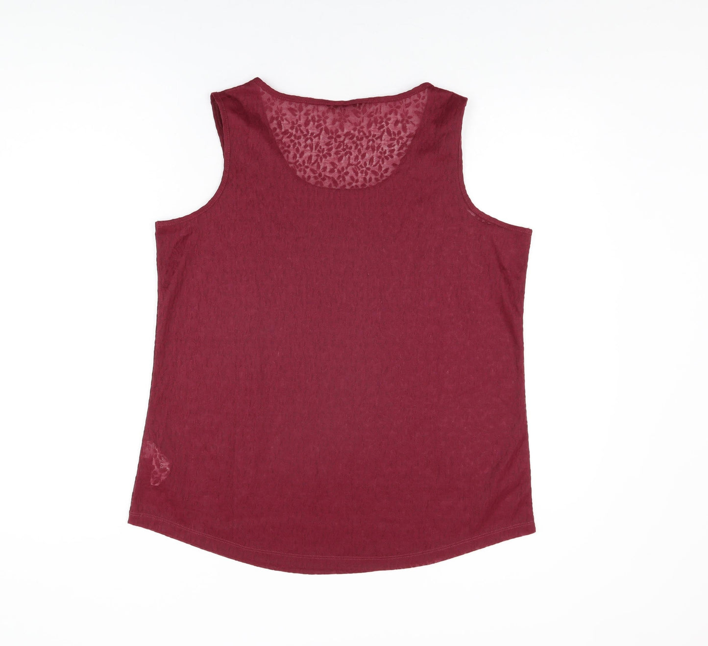 Anthology Womens Red Floral Polyester Basic T-Shirt Size 14 Round Neck