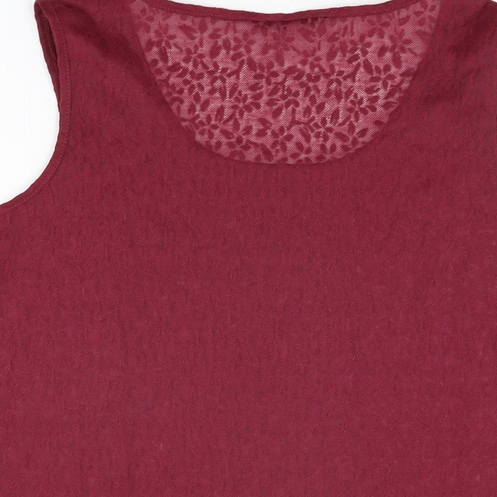 Anthology Womens Red Floral Polyester Basic T-Shirt Size 14 Round Neck