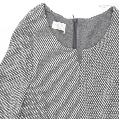 APANAGE Womens Grey Geometric Polyester Shift Size 12 Round Neck Zip