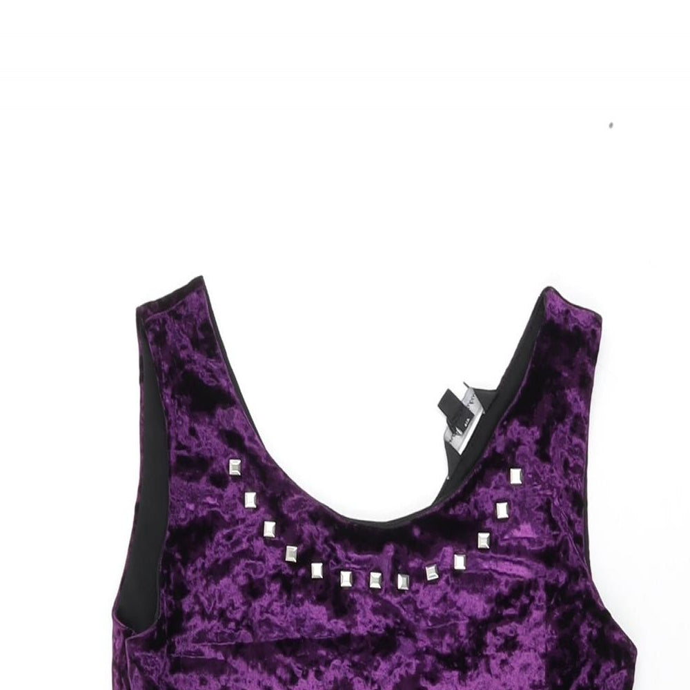 Candy Couture Girls Purple Polyamide A-Line Size 10-11 Years Round Neck Pullover