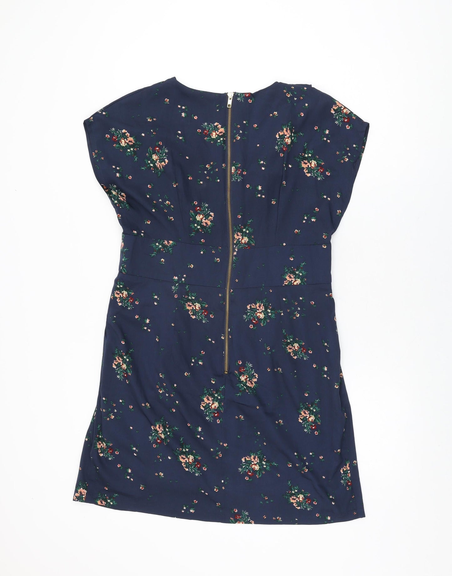 A/Wear Womens Blue Floral Polyester Shift Size 16 V-Neck Zip