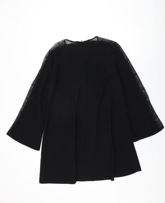 Zara Womens Black Polyester Shift Size M Round Neck Zip