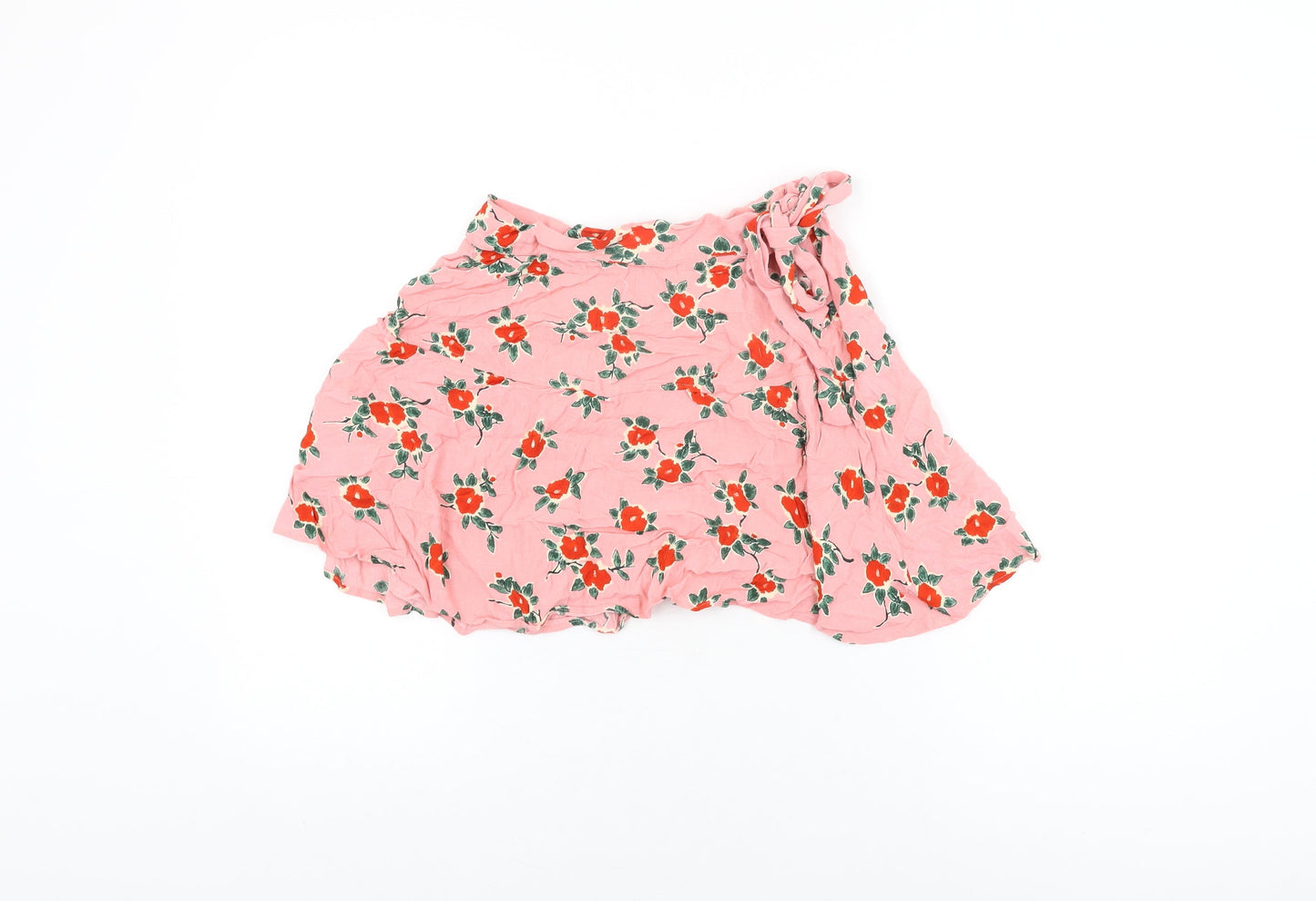 Topshop Womens Pink Floral Viscose Mini Skirt Size 8 Zip