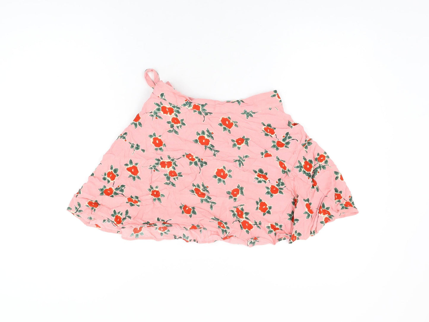 Topshop Womens Pink Floral Viscose Mini Skirt Size 8 Zip