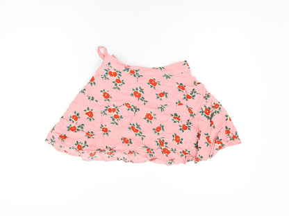 Topshop Womens Pink Floral Viscose Mini Skirt Size 8 Zip