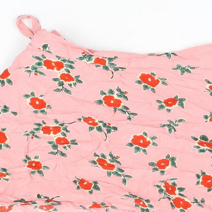 Topshop Womens Pink Floral Viscose Mini Skirt Size 8 Zip