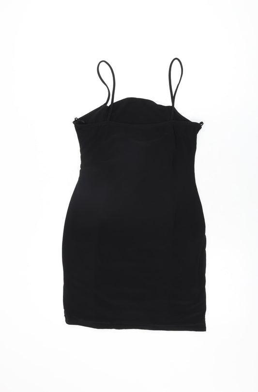 QED London Womens Black Polyester Bodycon Size 14 Square Neck Pullover