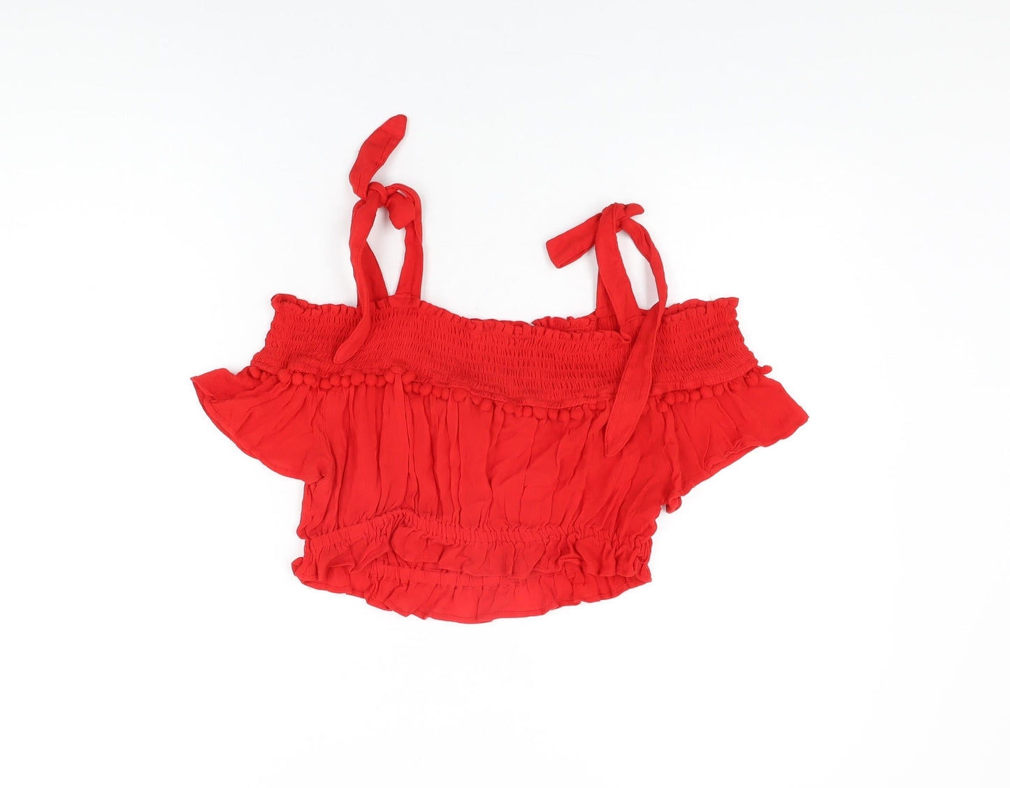 Womens UK Size M River Island Red Cropped T-Shirt