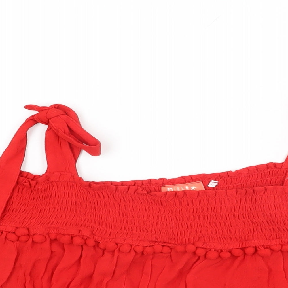 Womens UK Size M River Island Red Cropped T-Shirt