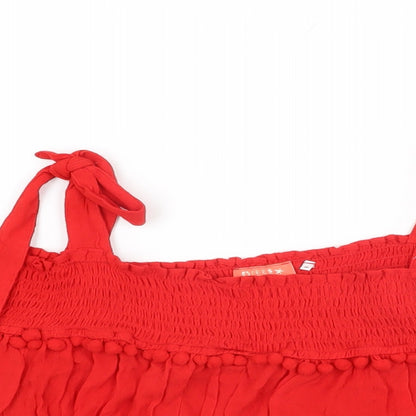 Womens UK Size M River Island Red Cropped T-Shirt