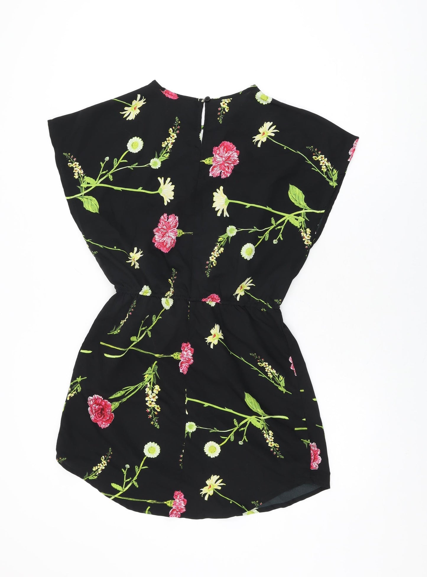 Dancing Leopard Womens Black Floral Polyester Shift Size 10 Round Neck Pullover