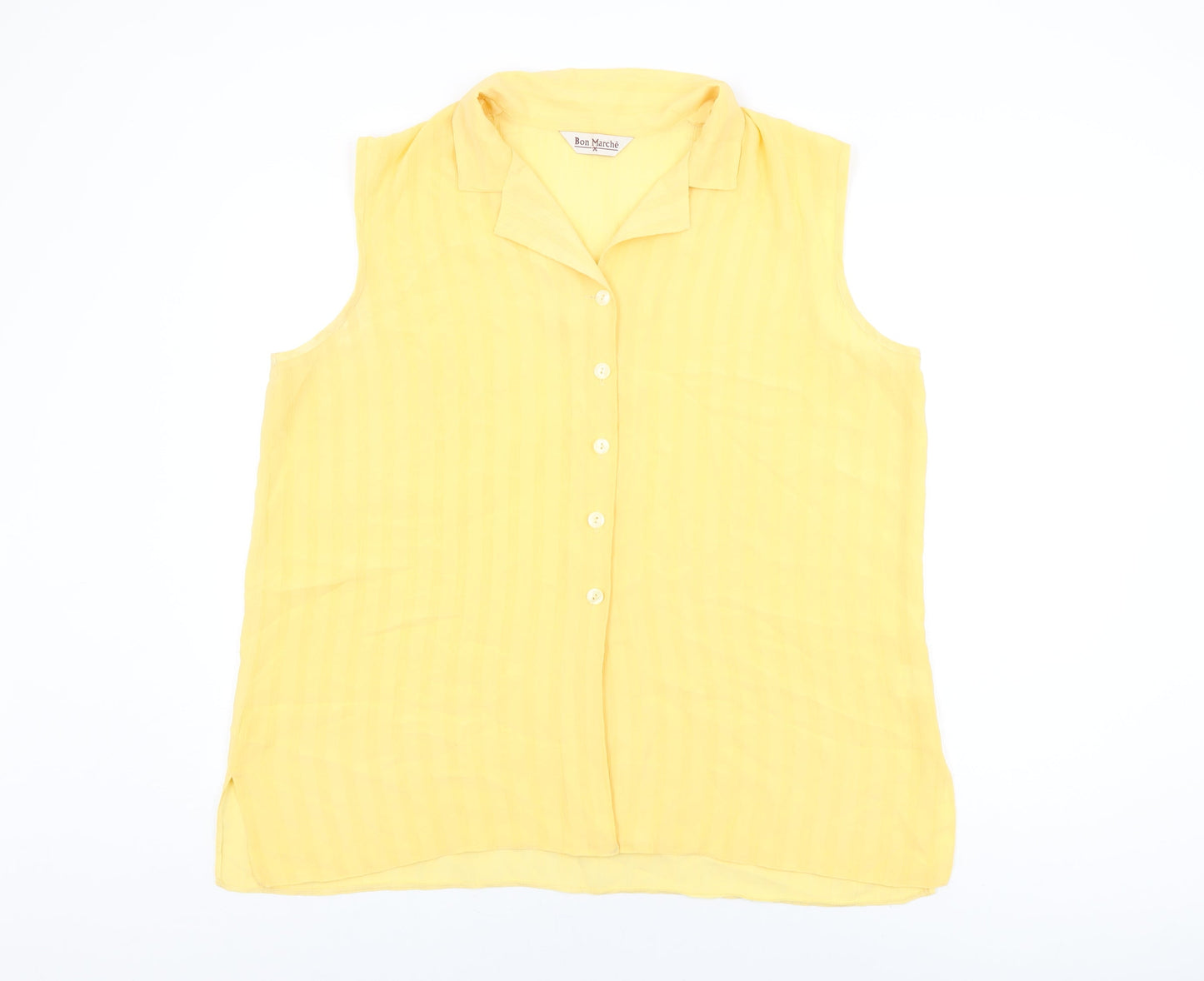 Bonmarché Womens Yellow Polyester Basic Button-Up Size 22 Collared