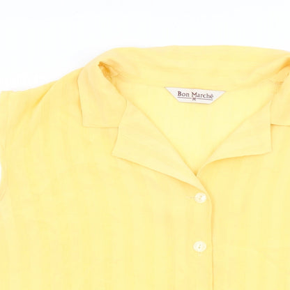 Bonmarché Womens Yellow Polyester Basic Button-Up Size 22 Collared