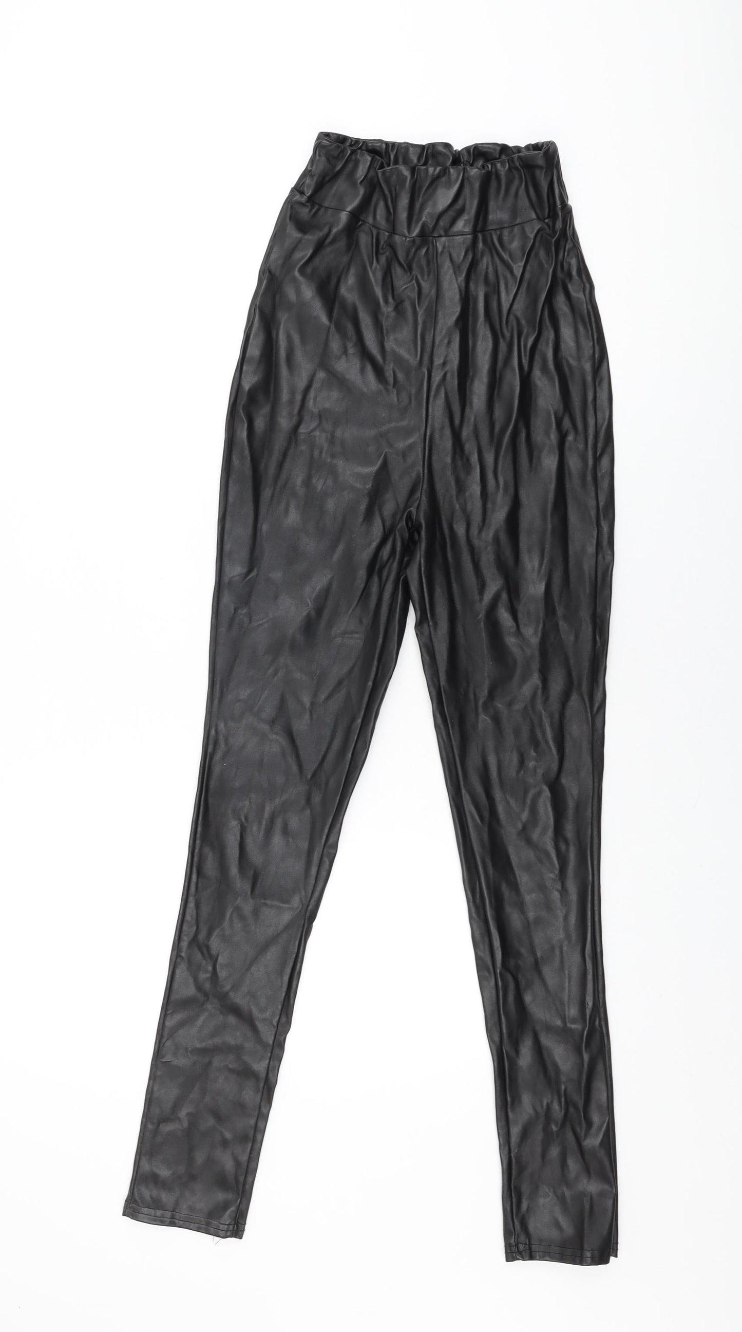 PRETTYLITTLETHING Womens Black Polyester Pedal Pusher Leggings Size 8 L28 in