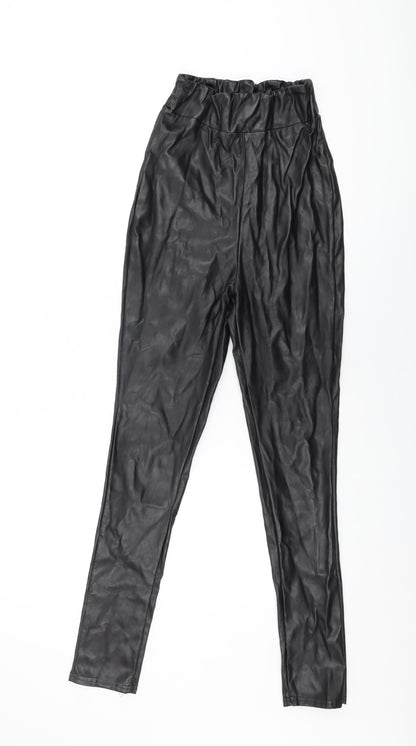 PRETTYLITTLETHING Womens Black Polyester Pedal Pusher Leggings Size 8 L28 in