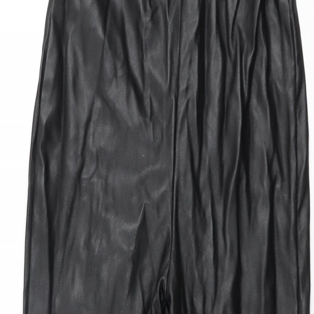 PRETTYLITTLETHING Womens Black Polyester Pedal Pusher Leggings Size 8 L28 in