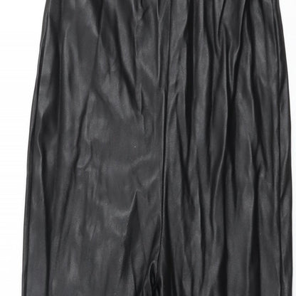 PRETTYLITTLETHING Womens Black Polyester Pedal Pusher Leggings Size 8 L28 in