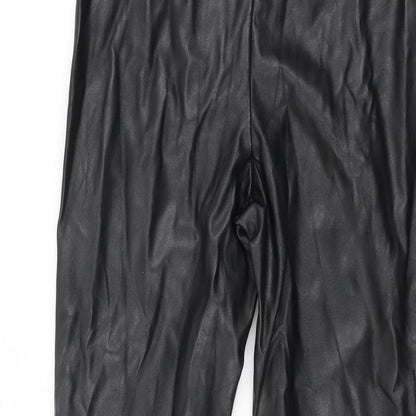PRETTYLITTLETHING Womens Black Polyester Pedal Pusher Leggings Size 8 L28 in