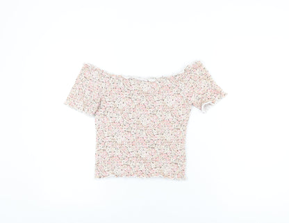 Womens UK Size M H&M Pink Cropped T-Shirt