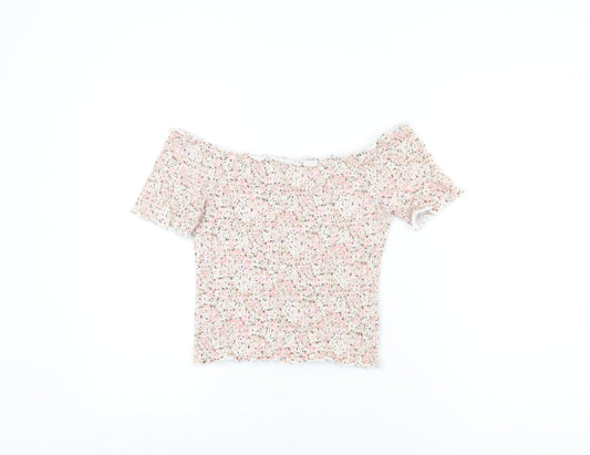 Womens UK Size M H&M Pink Cropped T-Shirt