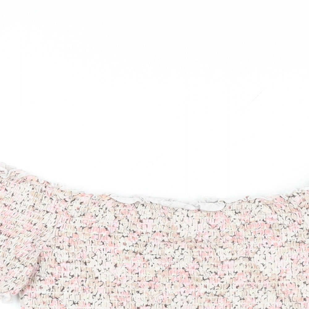 Womens UK Size M H&M Pink Cropped T-Shirt
