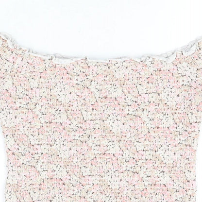 Womens UK Size M H&M Pink Cropped T-Shirt