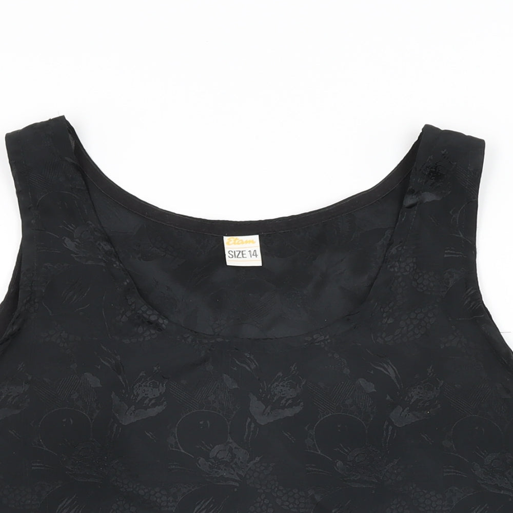 Womens UK Size 14 Etam Black Basic Tank