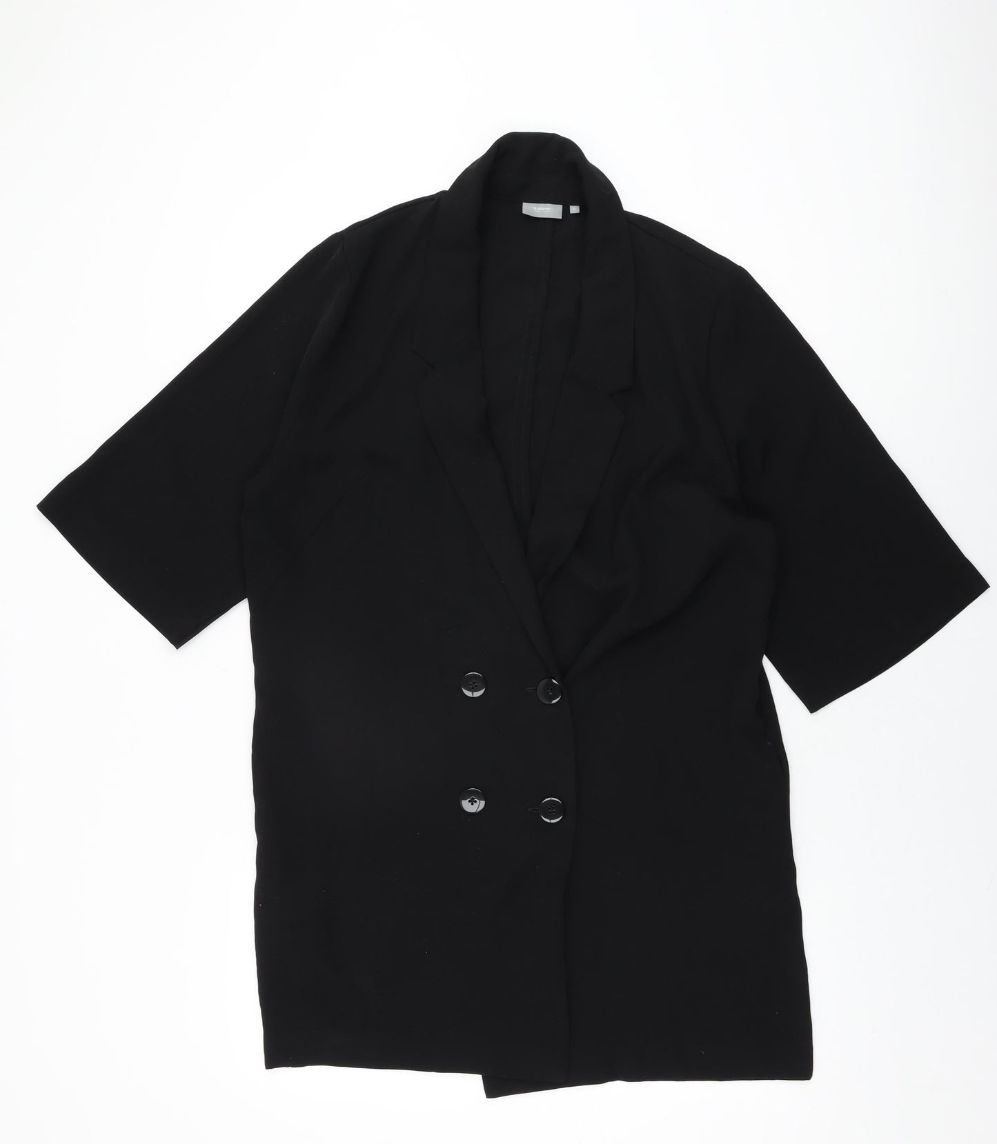 b.young Womens Black Polyester Basic Button-Up Size 8 Collared