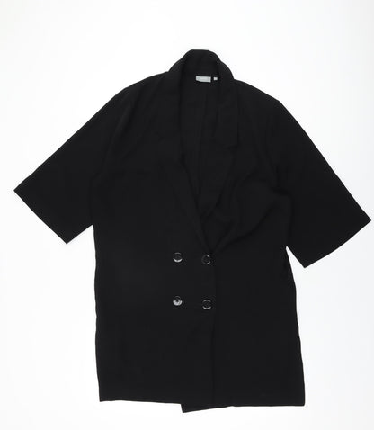 b.young Womens Black Polyester Basic Button-Up Size 8 Collared