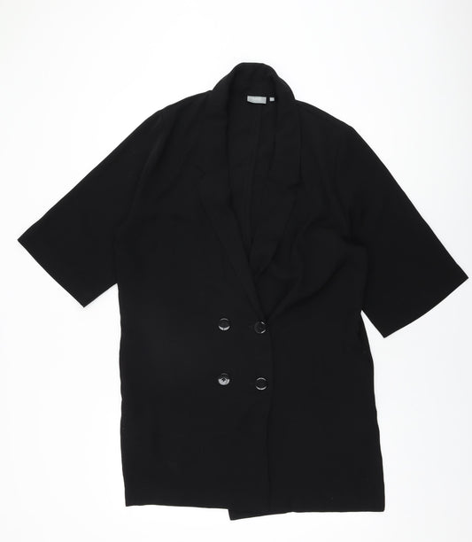 b.young Womens Black Polyester Basic Button-Up Size 8 Collared