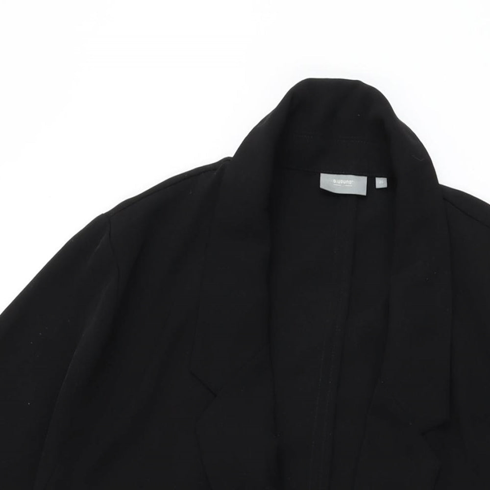 b.young Womens Black Polyester Basic Button-Up Size 8 Collared