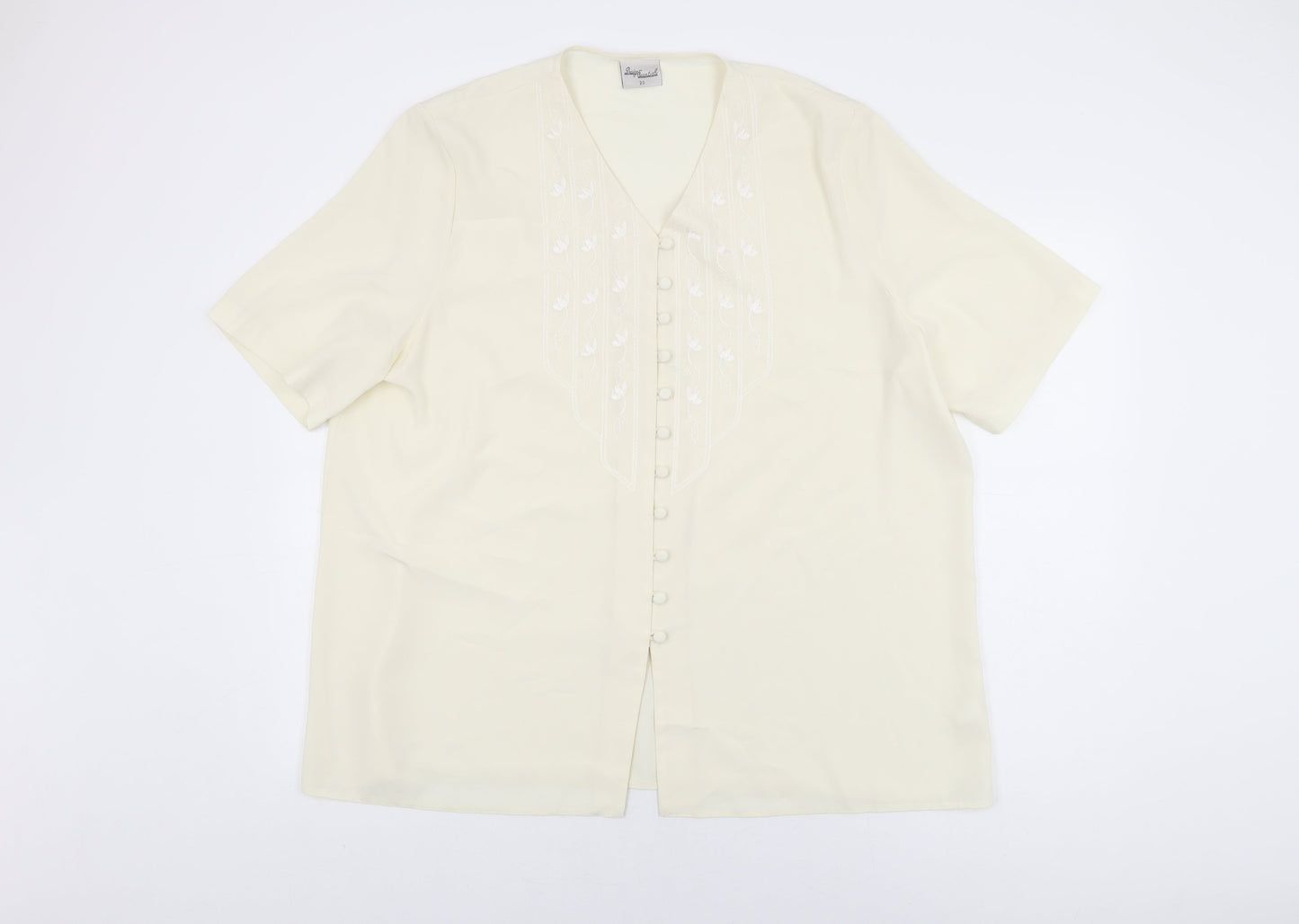 Womens UK Size 20 Design Essentials Ivory Basic Button-Up