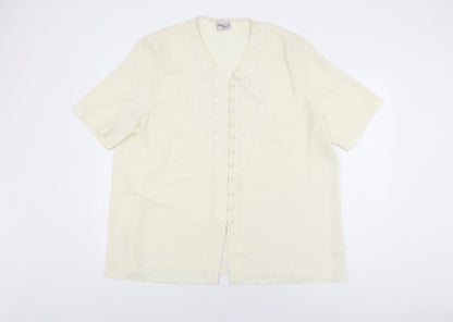 Womens UK Size 20 Design Essentials Ivory Basic Button-Up