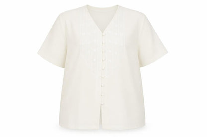 Womens UK Size 20 Design Essentials Ivory Basic Button-Up