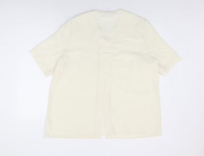 Womens UK Size 20 Design Essentials Ivory Basic Button-Up