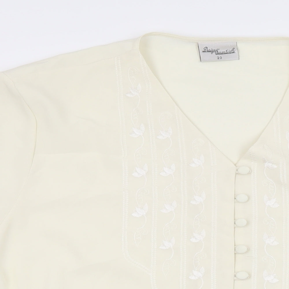 Womens UK Size 20 Design Essentials Ivory Basic Button-Up