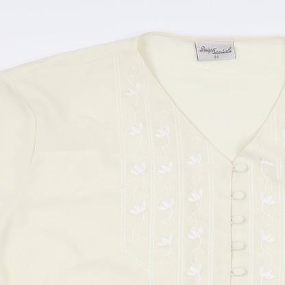 Womens UK Size 20 Design Essentials Ivory Basic Button-Up