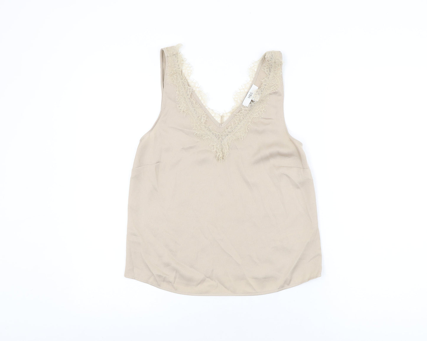 Womens UK Size 6 Marks and Spencer Beige Basic T-Shirt