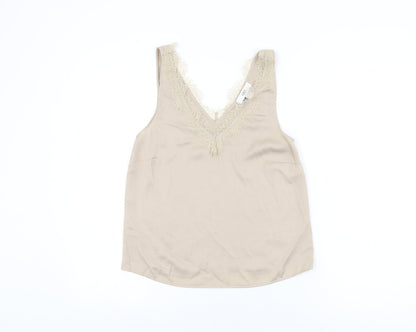 Womens UK Size 6 Marks and Spencer Beige Basic T-Shirt
