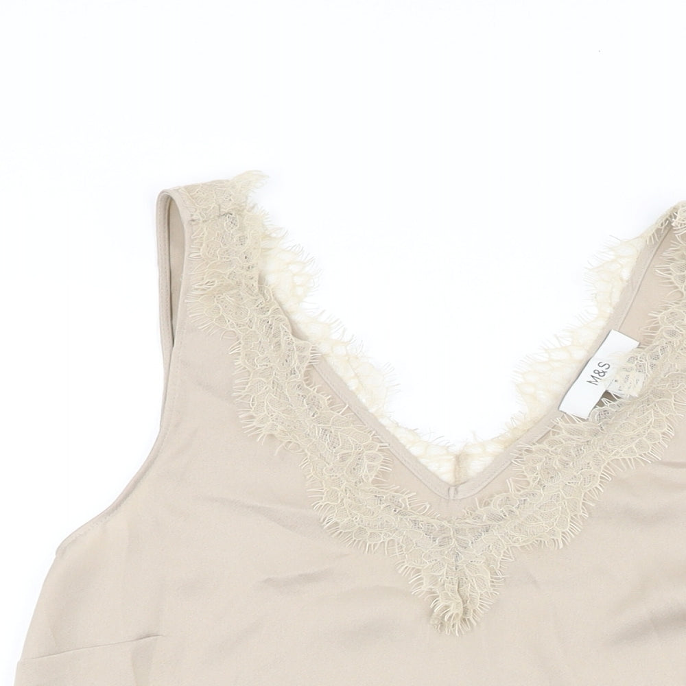 Womens UK Size 6 Marks and Spencer Beige Basic T-Shirt