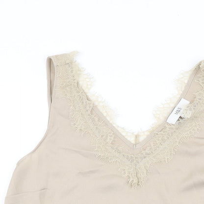 Womens UK Size 6 Marks and Spencer Beige Basic T-Shirt