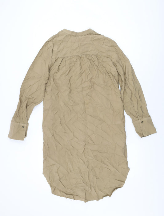 Autograph Womens Beige Viscose Shift Size 8 Round Neck Button