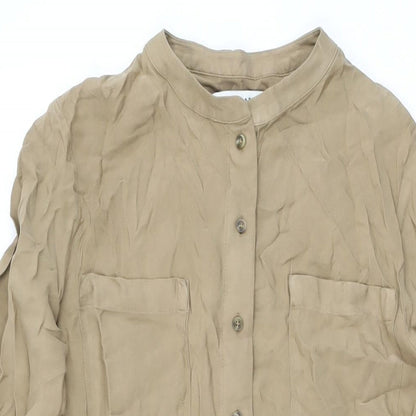 Autograph Womens Beige Viscose Shift Size 8 Round Neck Button