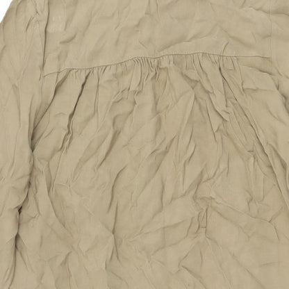 Autograph Womens Beige Viscose Shift Size 8 Round Neck Button