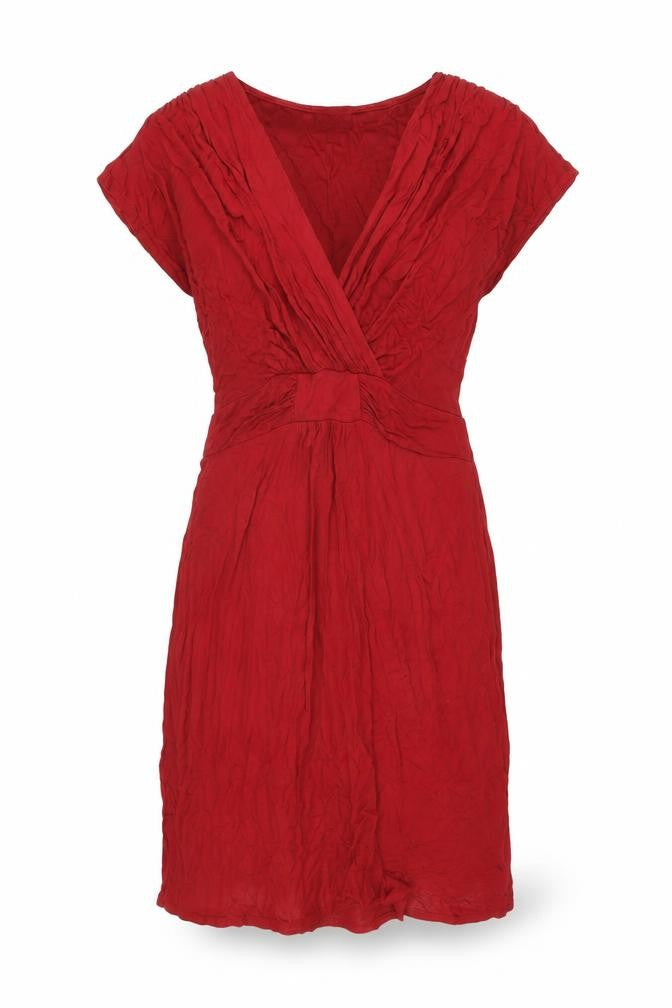 East Womens Red Viscose Shift Size 12 V-Neck Pullover