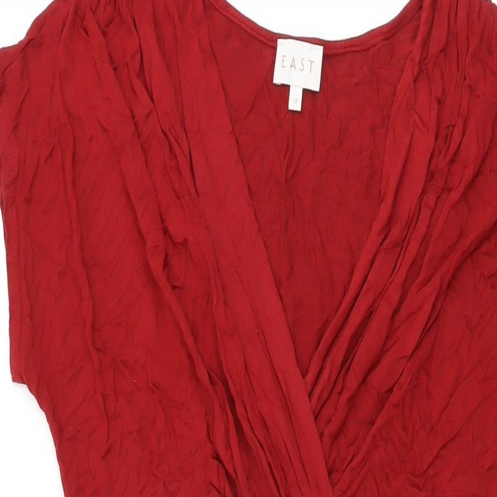 EAST Womens Red Viscose Shift Size 12 V-Neck Pullover