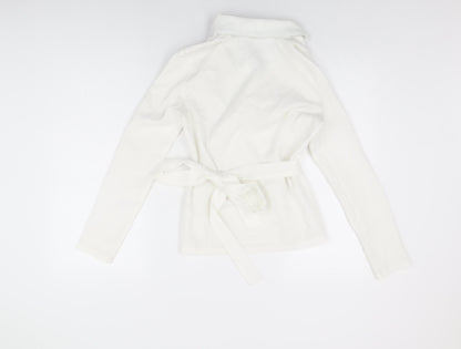 Boohoo Womens White Polyester Wrap T-Shirt Size 8 Collared