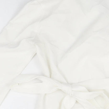 Boohoo Womens White Polyester Wrap T-Shirt Size 8 Collared